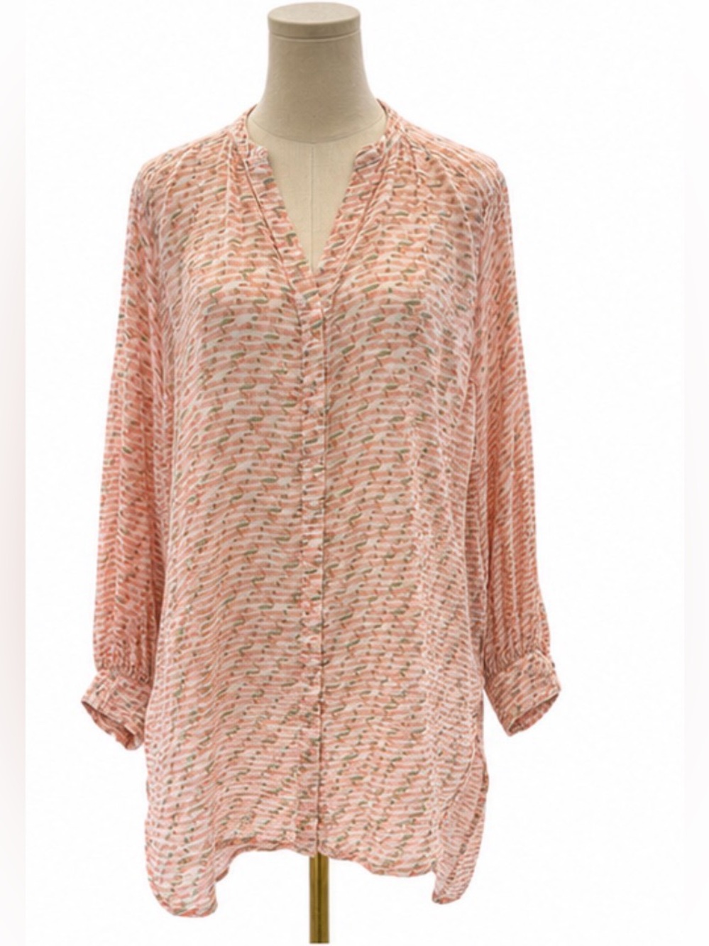 Maeve Anthropologie 100% Modal Printed Oversized Button Front Tunic Size Medium